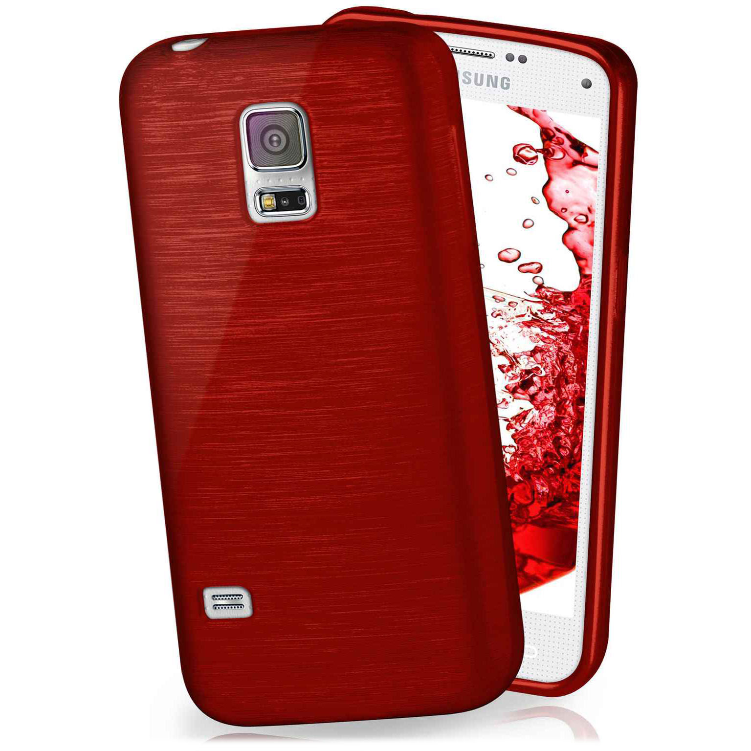 moex Brushed Case für Samsung Galaxy S5 Mini – Silikon Handyhülle, Backcover in Aluminium Optik Hauptbild