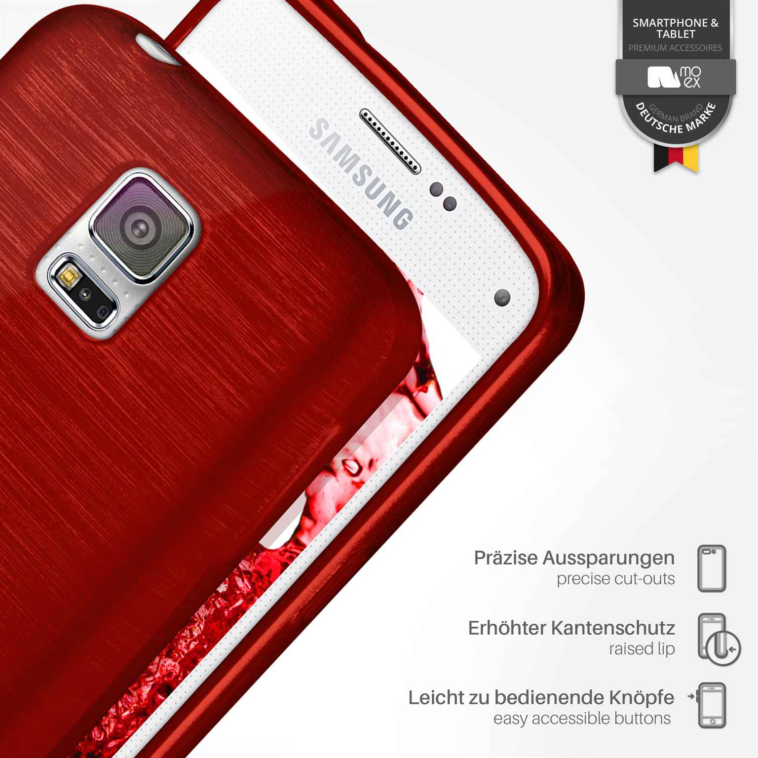 moex Brushed Case für Samsung Galaxy S5 Mini – Silikon Handyhülle, Backcover in Aluminium Optik – Weiteres Produktbild 2