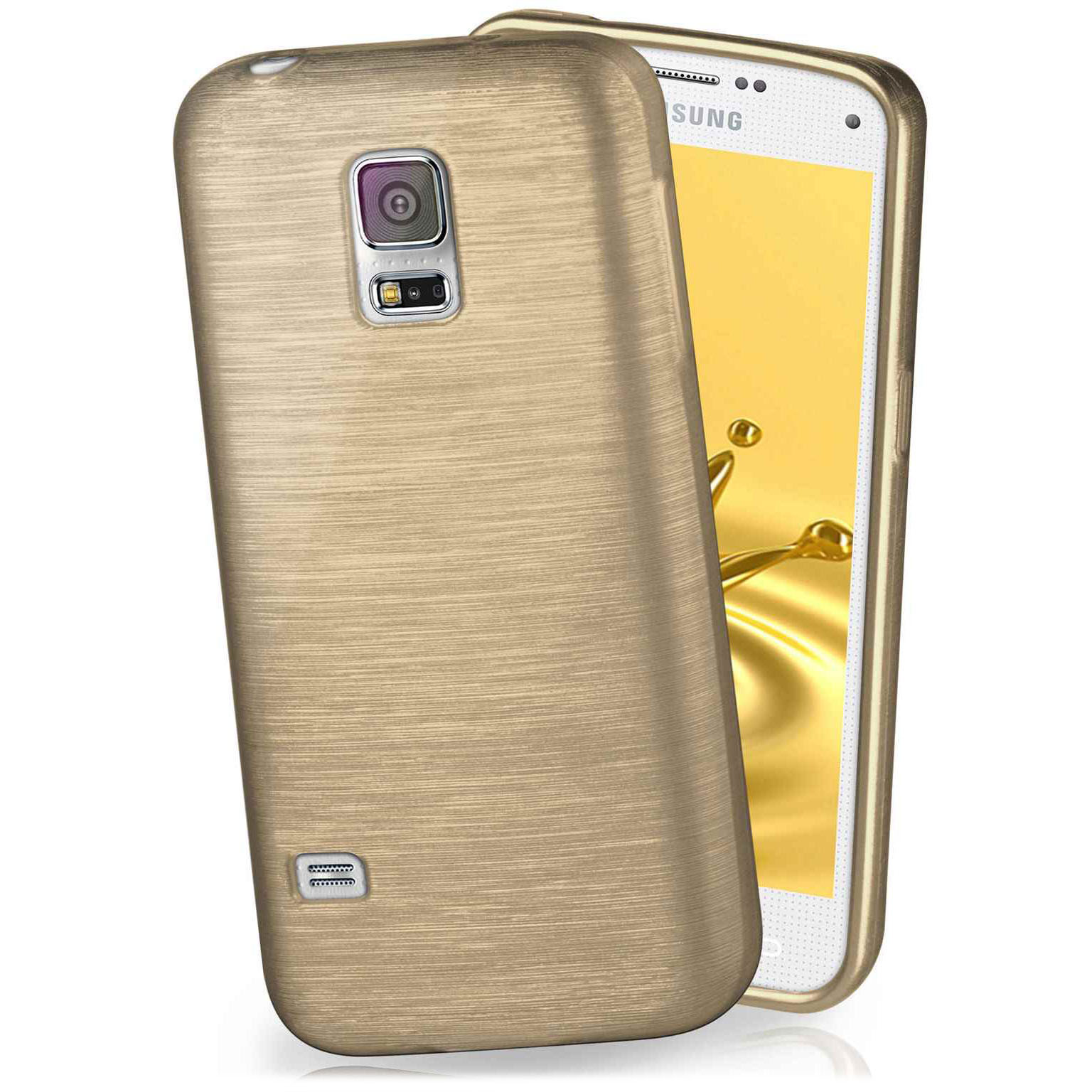 moex Brushed Case für Samsung Galaxy S5 Mini – Silikon Handyhülle, Backcover in Aluminium Optik Hauptbild