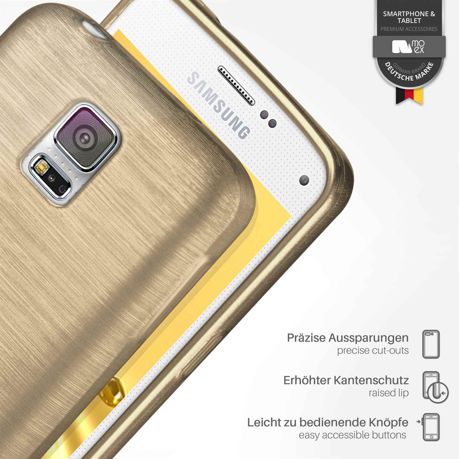 moex Brushed Case für Samsung Galaxy S5 Mini – Silikon Handyhülle, Backcover in Aluminium Optik – Weiteres Produktbild 2