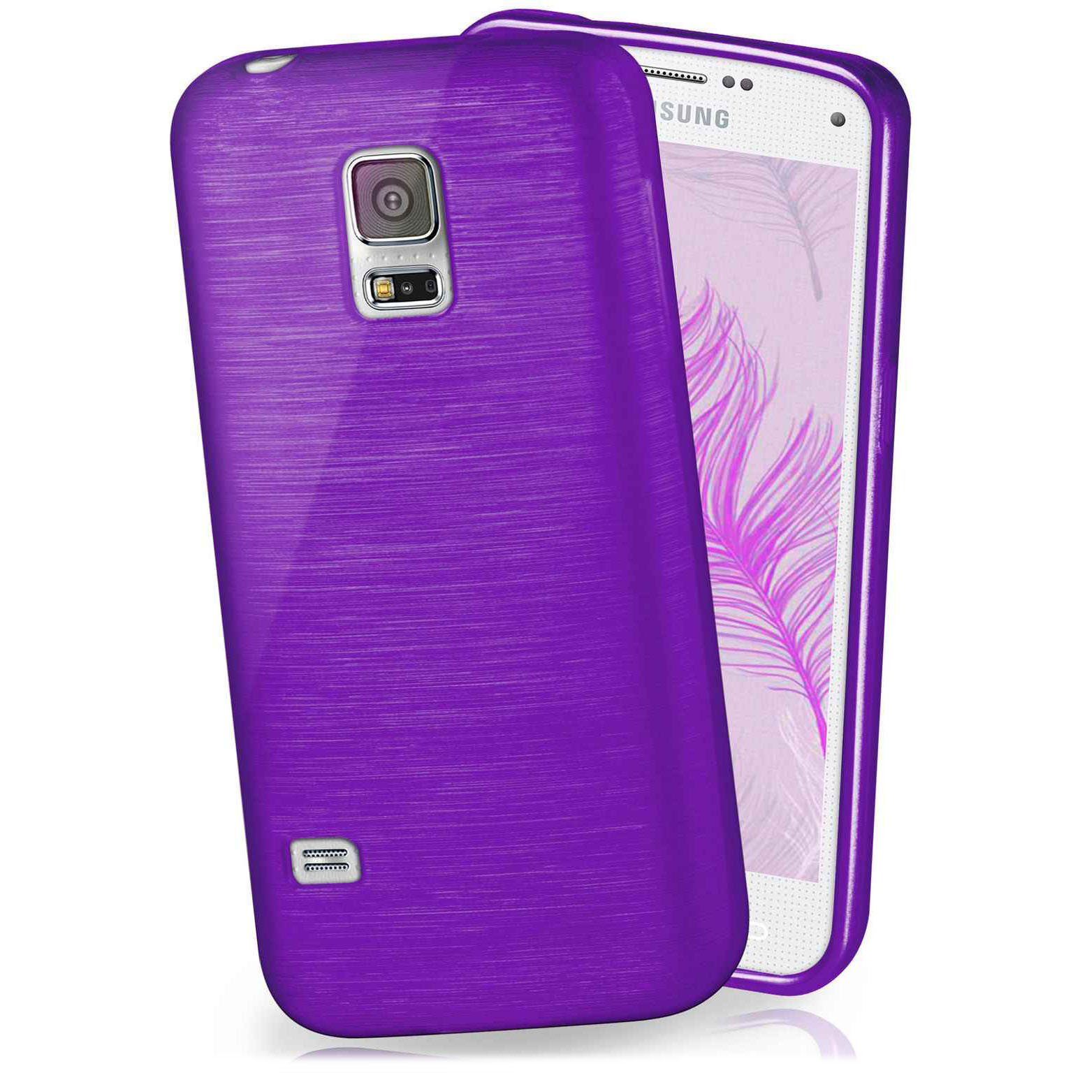 moex Brushed Case für Samsung Galaxy S5 Mini – Silikon Handyhülle, Backcover in Aluminium Optik Hauptbild