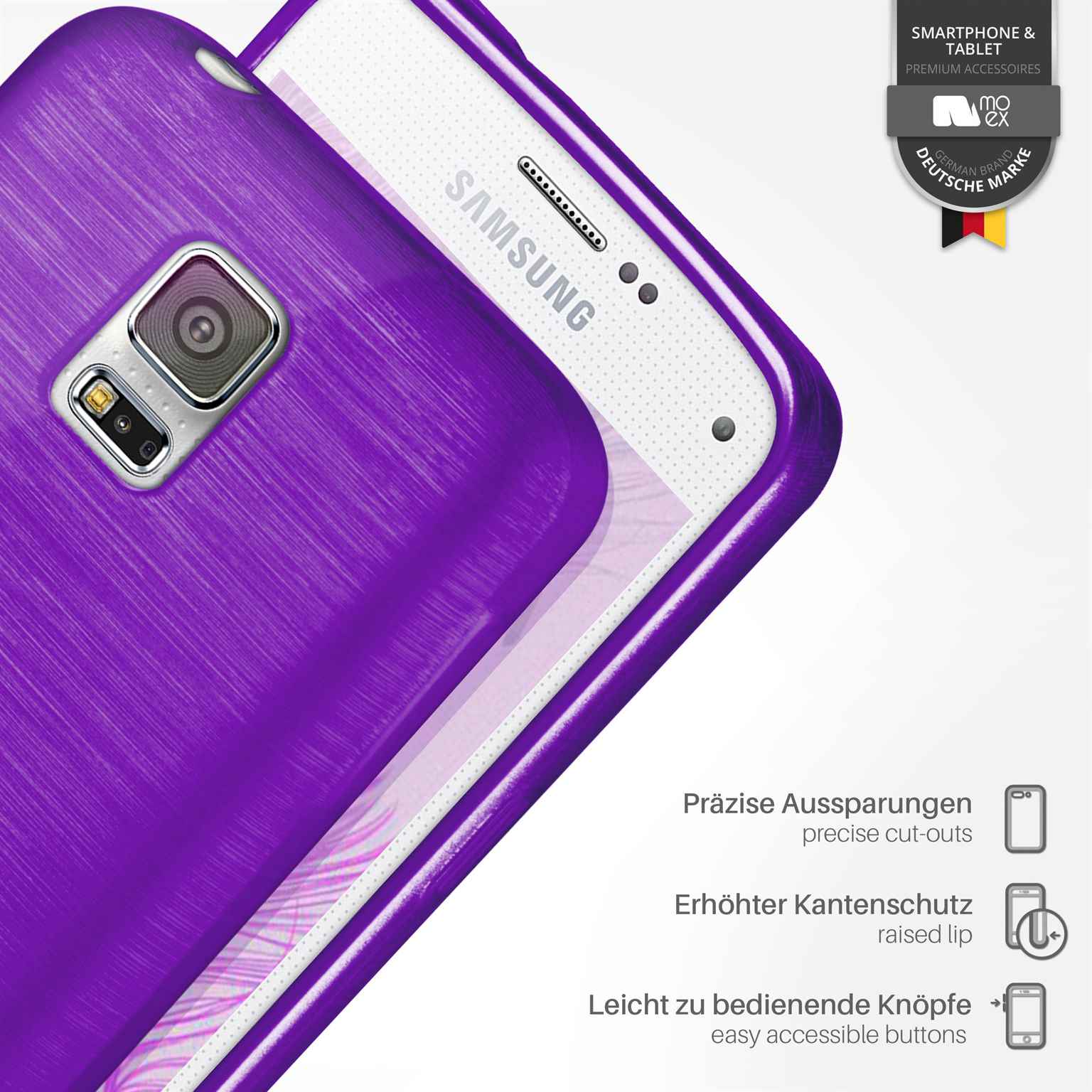 moex Brushed Case für Samsung Galaxy S5 Mini – Silikon Handyhülle, Backcover in Aluminium Optik – Weiteres Produktbild 2