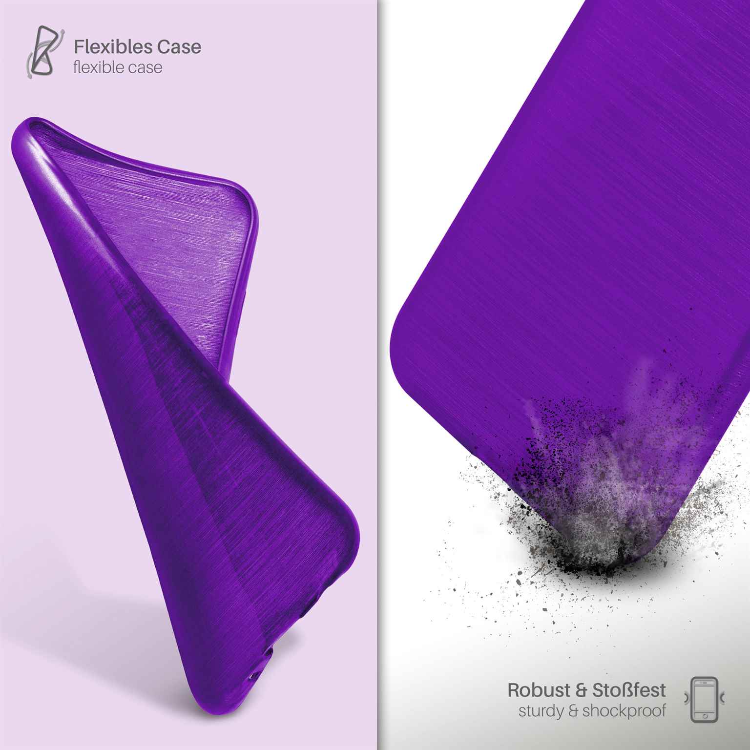 moex Brushed Case für Samsung Galaxy S5 Mini – Silikon Handyhülle, Backcover in Aluminium Optik – Weiteres Produktbild 3