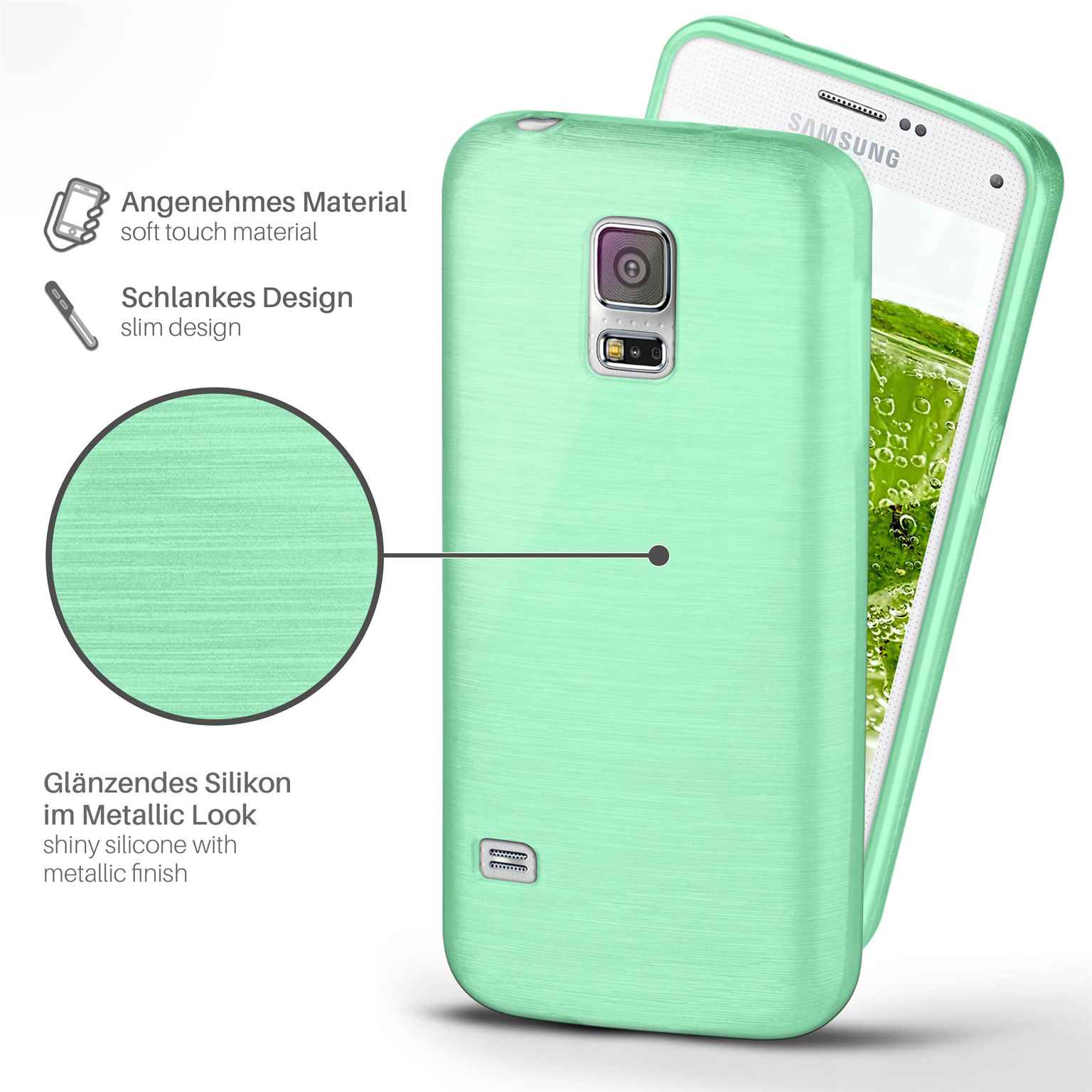 moex Brushed Case für Samsung Galaxy S5 Mini – Silikon Handyhülle, Backcover in Aluminium Optik – Weiteres Produktbild 2 moex Brushed Case für Samsung Galaxy S5 Mini – Silikon Handyhülle, Backcover in Aluminium Optik – Weiteres Produktbild 2