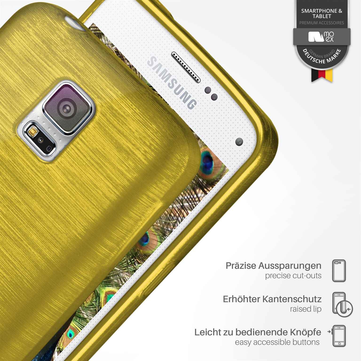 moex Brushed Case für Samsung Galaxy S5 Mini – Silikon Handyhülle, Backcover in Aluminium Optik – Weiteres Produktbild 2
