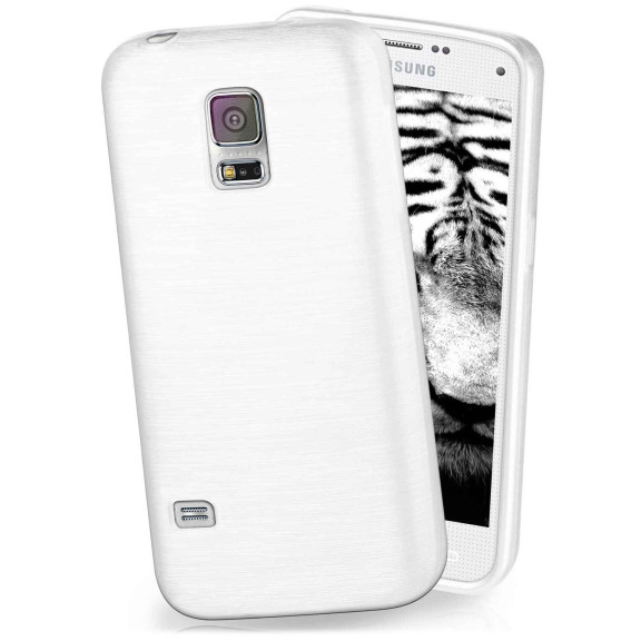 moex Brushed Case für Samsung Galaxy S5 Mini – Silikon Handyhülle, Backcover in Aluminium Optik – Weiteres Produktbild 1