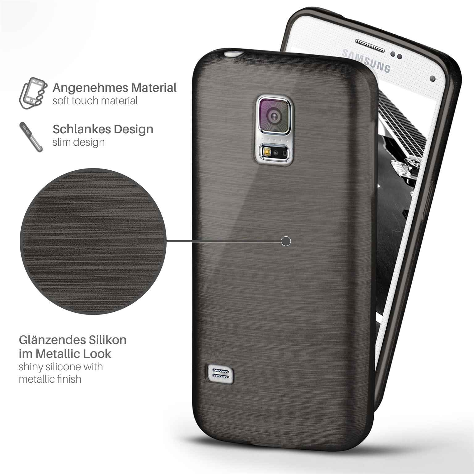 moex Brushed Case für Samsung Galaxy S5 – Silikon Handyhülle, Backcover in Aluminium Optik – Weiteres Produktbild 1
