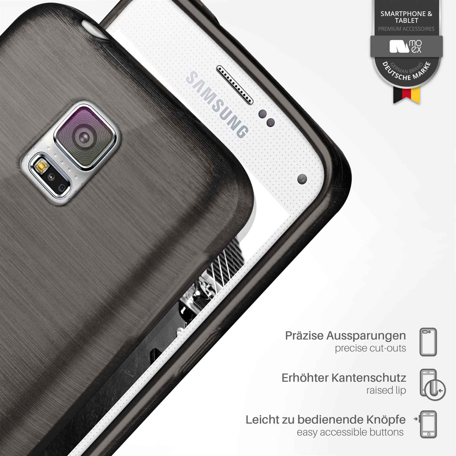 moex Brushed Case für Samsung Galaxy S5 – Silikon Handyhülle, Backcover in Aluminium Optik – Weiteres Produktbild 2