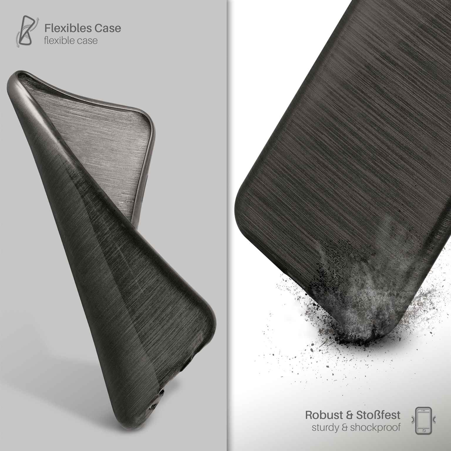 moex Brushed Case für Samsung Galaxy S5 – Silikon Handyhülle, Backcover in Aluminium Optik – Weiteres Produktbild 3