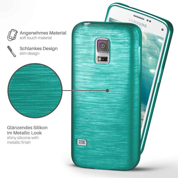 moex Brushed Case für Samsung Galaxy S5 – Silikon Handyhülle, Backcover in Aluminium Optik – Weiteres Produktbild 2