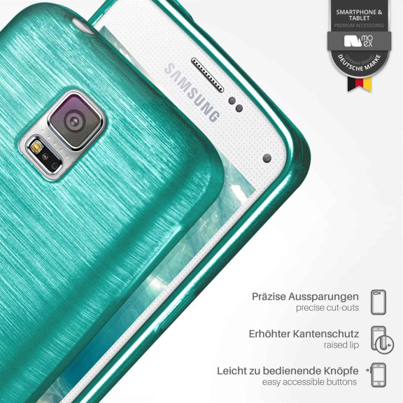 moex Brushed Case für Samsung Galaxy S5 – Silikon Handyhülle, Backcover in Aluminium Optik – Weiteres Produktbild 3