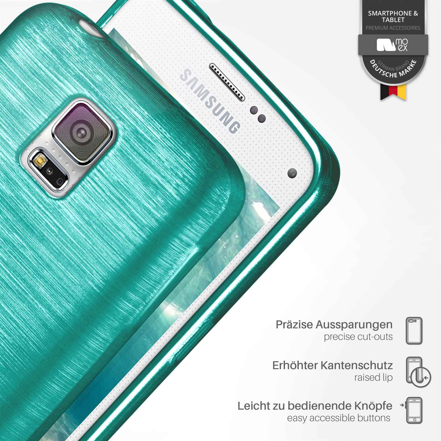 moex Brushed Case für Samsung Galaxy S5 – Silikon Handyhülle, Backcover in Aluminium Optik – Weiteres Produktbild 2