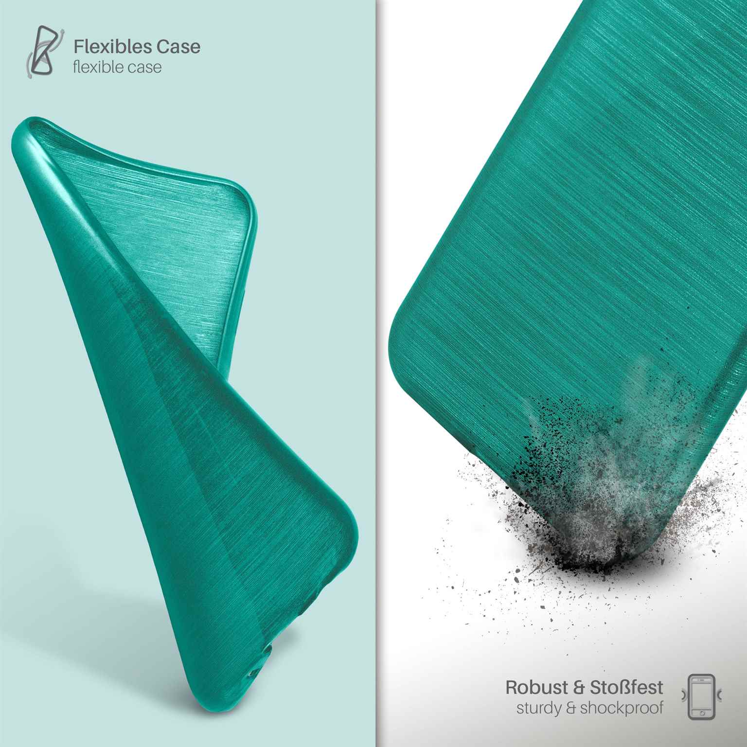 moex Brushed Case für Samsung Galaxy S5 – Silikon Handyhülle, Backcover in Aluminium Optik – Weiteres Produktbild 3