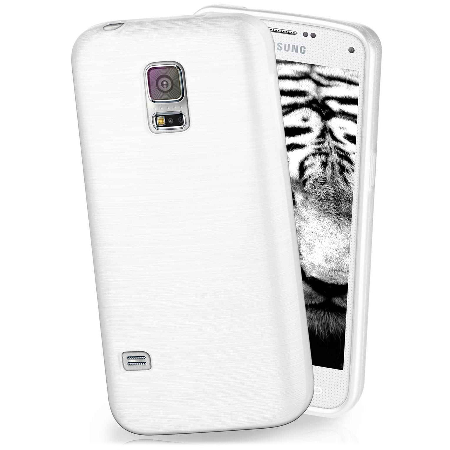 moex Brushed Case für Samsung Galaxy S5 – Silikon Handyhülle, Backcover in Aluminium Optik Hauptbild