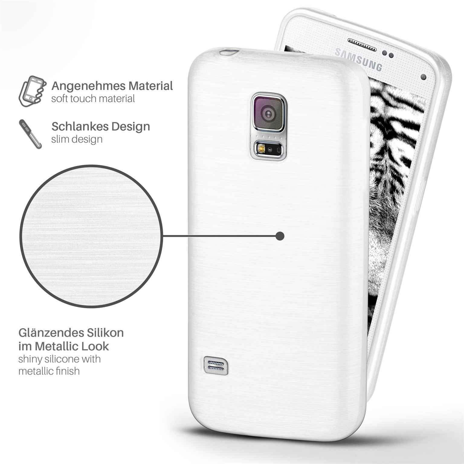 moex Brushed Case für Samsung Galaxy S5 – Silikon Handyhülle, Backcover in Aluminium Optik – Weiteres Produktbild 1