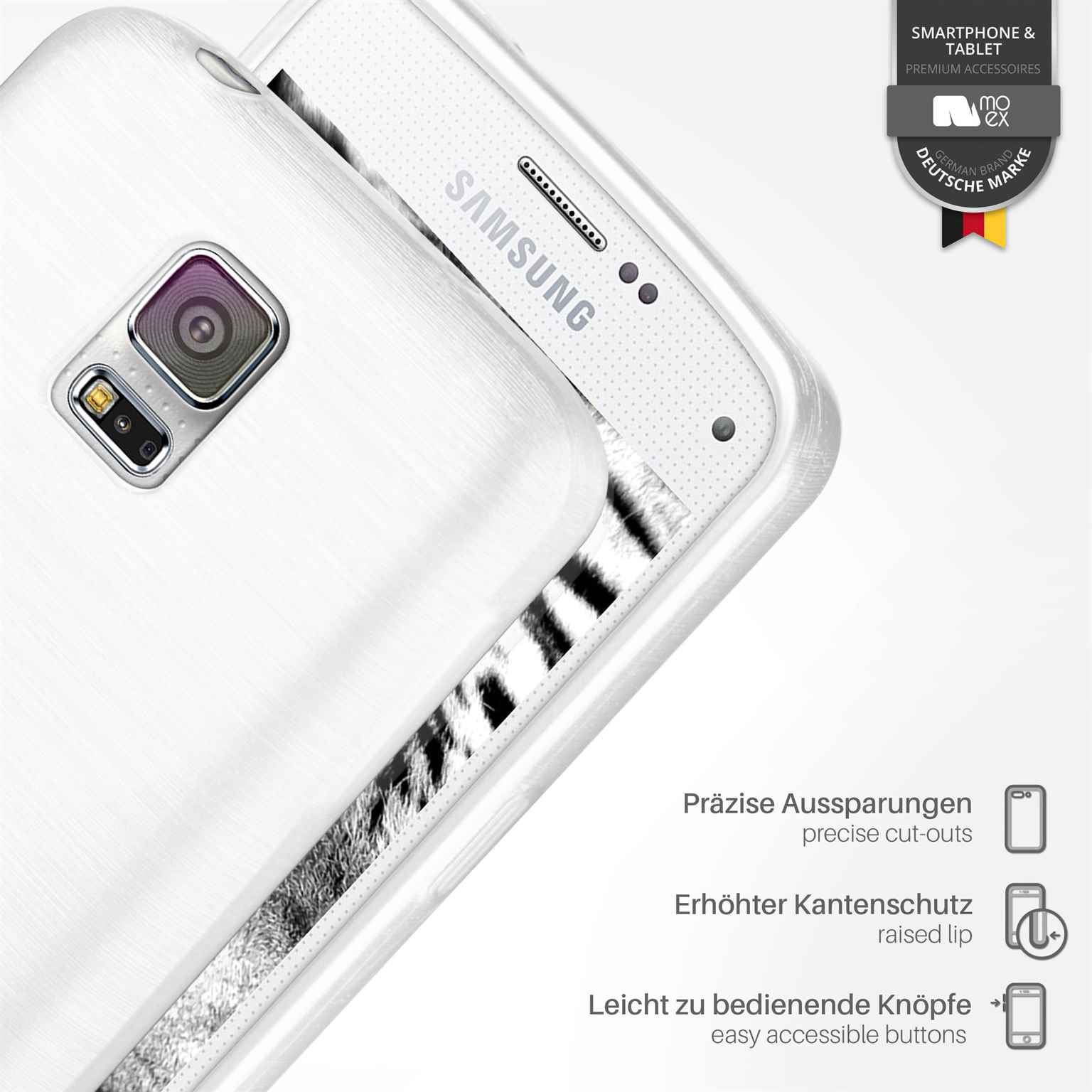 moex Brushed Case für Samsung Galaxy S5 – Silikon Handyhülle, Backcover in Aluminium Optik – Weiteres Produktbild 2