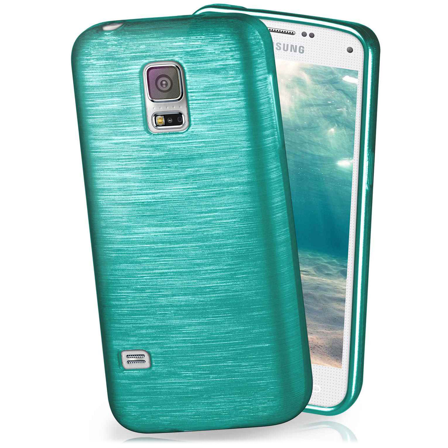 moex Brushed Case für Samsung Galaxy S5 Neo – Silikon Handyhülle, Backcover in Aluminium Optik – Weiteres Produktbild 1