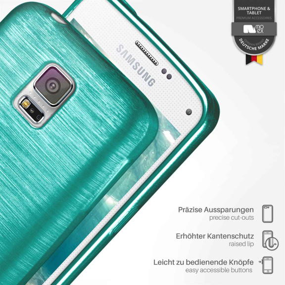 moex Brushed Case für Samsung Galaxy S5 Neo – Silikon Handyhülle, Backcover in Aluminium Optik – Weiteres Produktbild 3