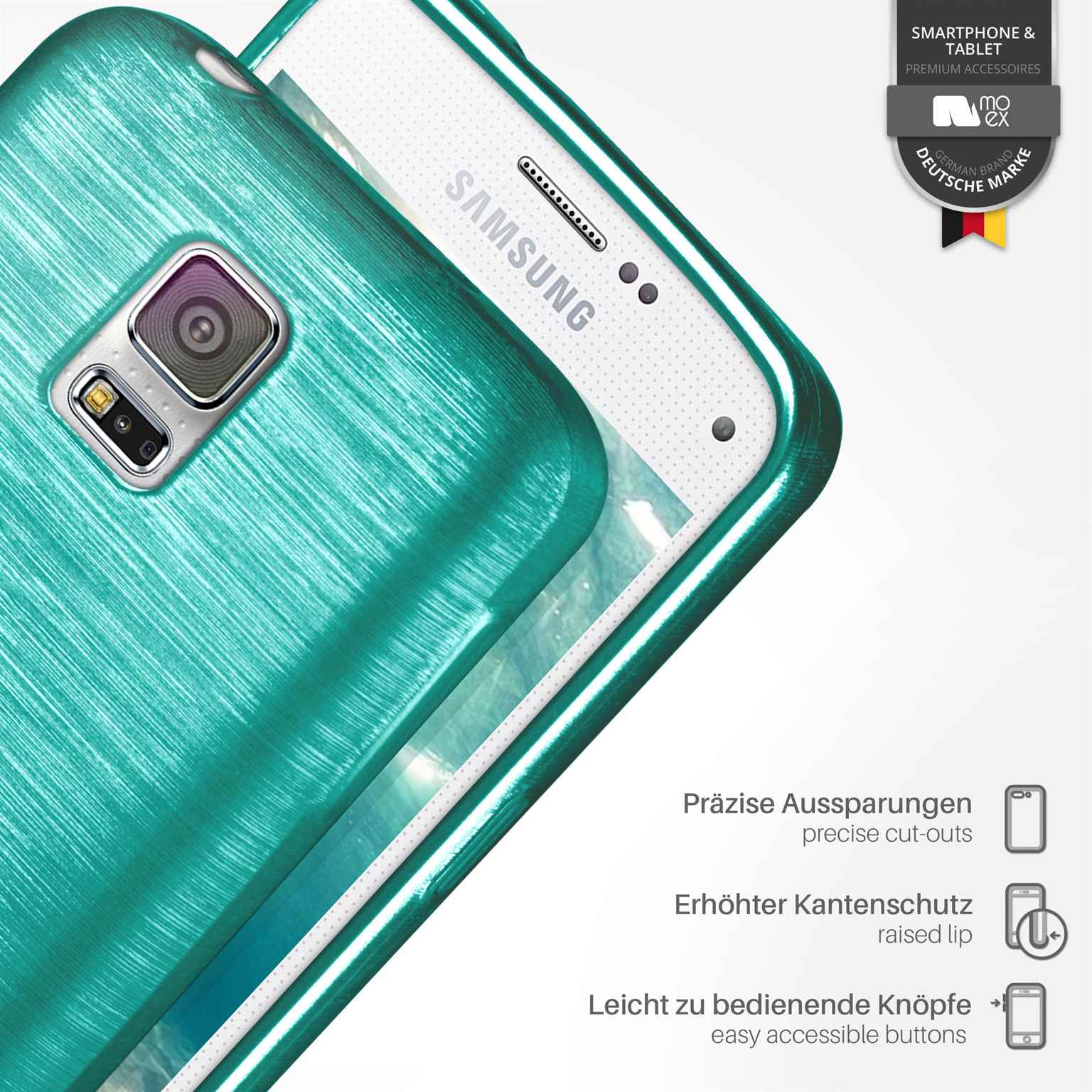 moex Brushed Case für Samsung Galaxy S5 Neo – Silikon Handyhülle, Backcover in Aluminium Optik – Weiteres Produktbild 3