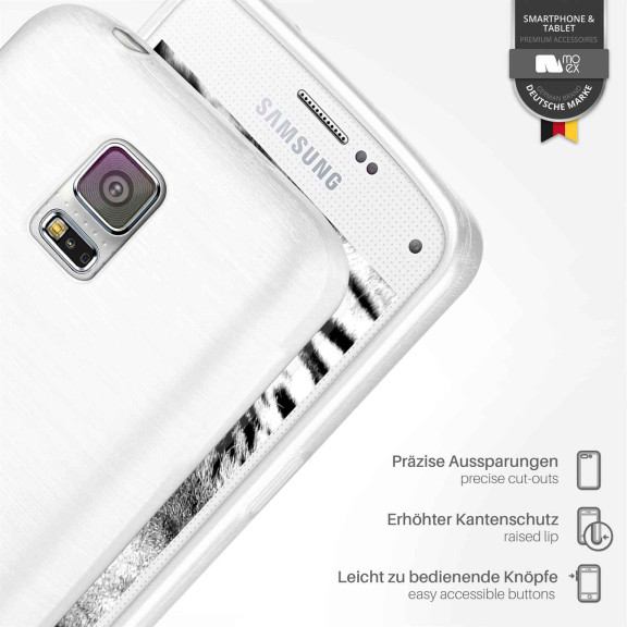 moex Brushed Case für Samsung Galaxy S5 Neo – Silikon Handyhülle, Backcover in Aluminium Optik – Weiteres Produktbild 3