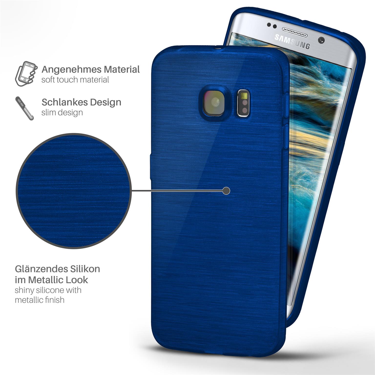 moex Brushed Case für Samsung Galaxy S6 Edge – Silikon Handyhülle, Backcover in Aluminium Optik – Weiteres Produktbild 2