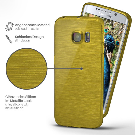 moex Brushed Case für Samsung Galaxy S6 Edge – Silikon Handyhülle, Backcover in Aluminium Optik – Weiteres Produktbild 2