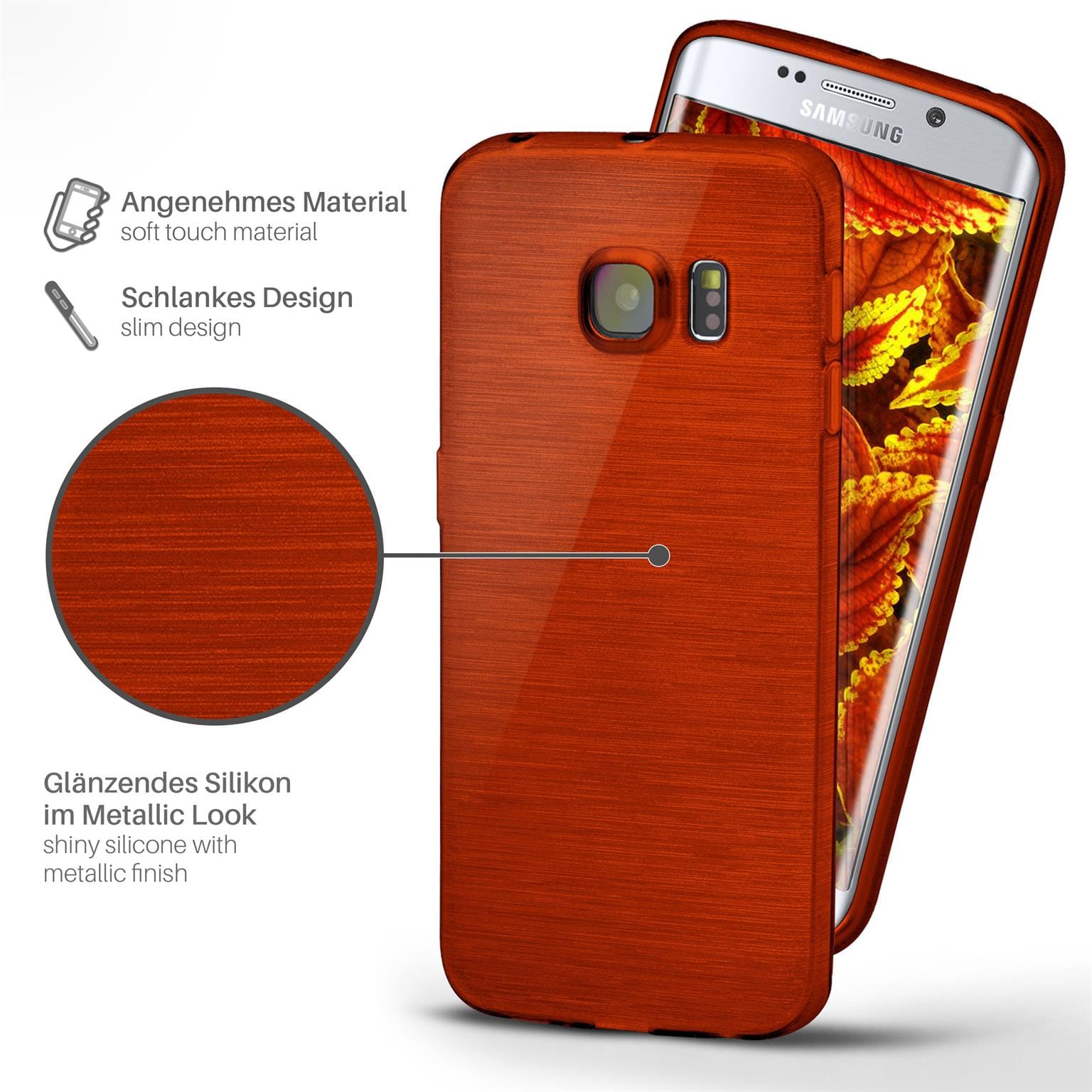 moex Brushed Case für Samsung Galaxy S6 Edge – Silikon Handyhülle, Backcover in Aluminium Optik – Weiteres Produktbild 2 moex Brushed Case für Samsung Galaxy S6 Edge – Silikon Handyhülle, Backcover in Aluminium Optik – Weiteres Produktbild 2