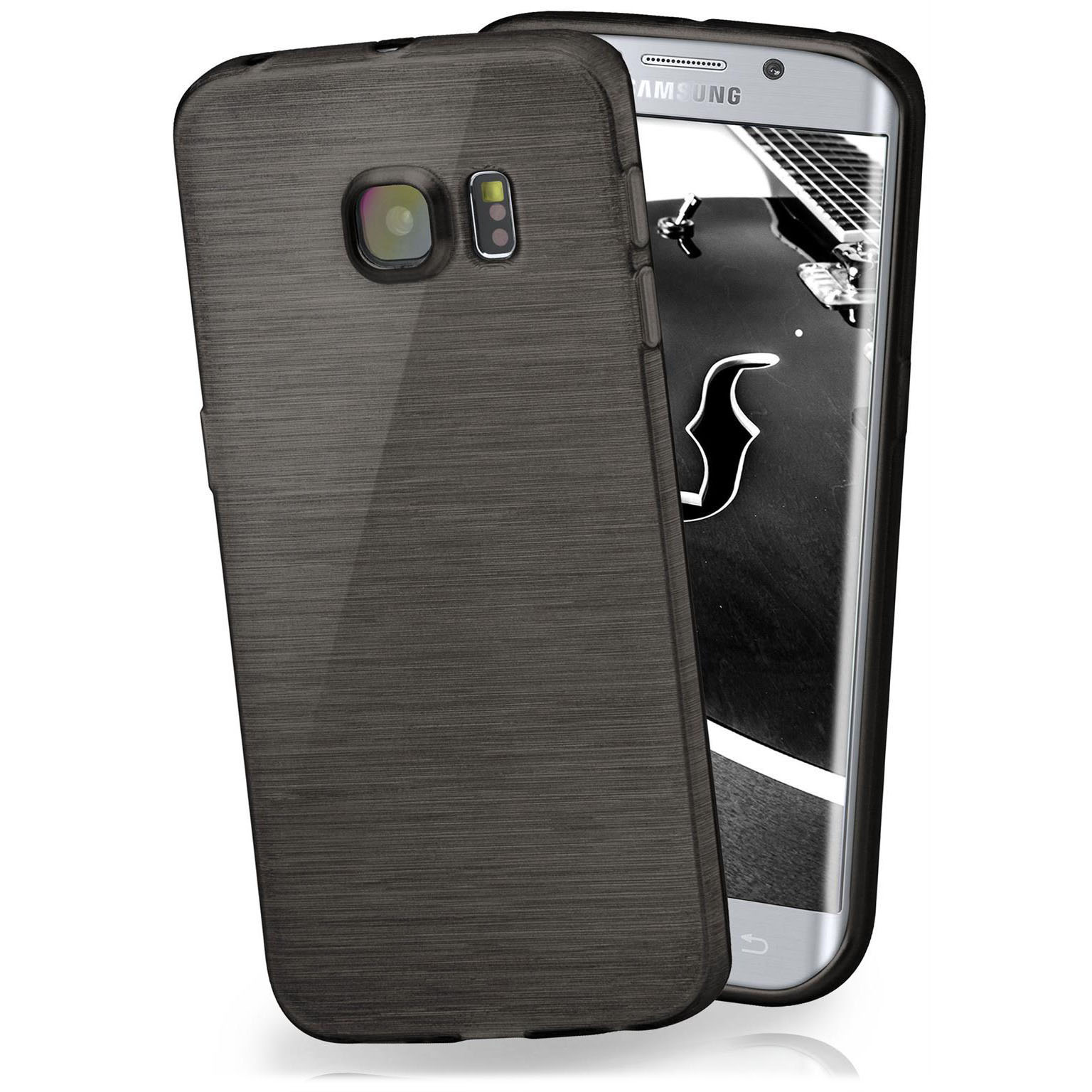 moex Brushed Case für Samsung Galaxy S6 Edge – Silikon Handyhülle, Backcover in Aluminium Optik – Weiteres Produktbild 1