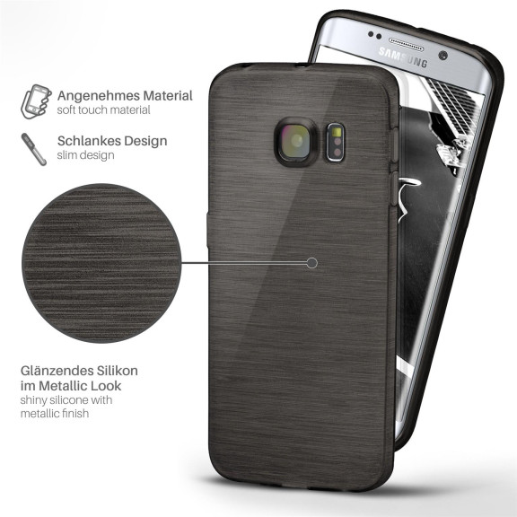 moex Brushed Case für Samsung Galaxy S6 Edge – Silikon Handyhülle, Backcover in Aluminium Optik – Weiteres Produktbild 2