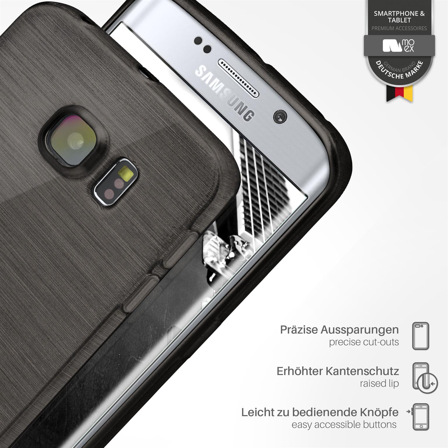 moex Brushed Case für Samsung Galaxy S6 Edge – Silikon Handyhülle, Backcover in Aluminium Optik – Weiteres Produktbild 3