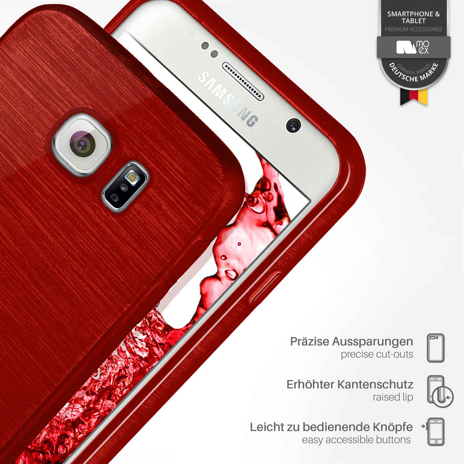 moex Brushed Case für Samsung Galaxy S6 – Silikon Handyhülle, Backcover in Aluminium Optik – Weiteres Produktbild 3