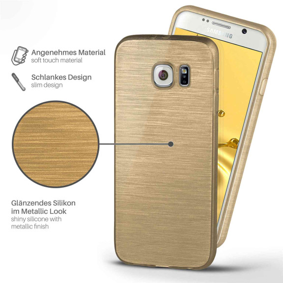 moex Brushed Case für Samsung Galaxy S6 – Silikon Handyhülle, Backcover in Aluminium Optik – Weiteres Produktbild 2