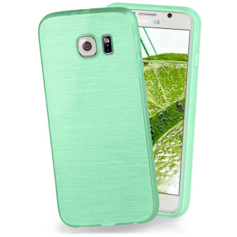 moex moex Brushed Case für Samsung Galaxy S6 – Silikon Handyhülle, Backcover in Aluminium Optik – Mint-Green