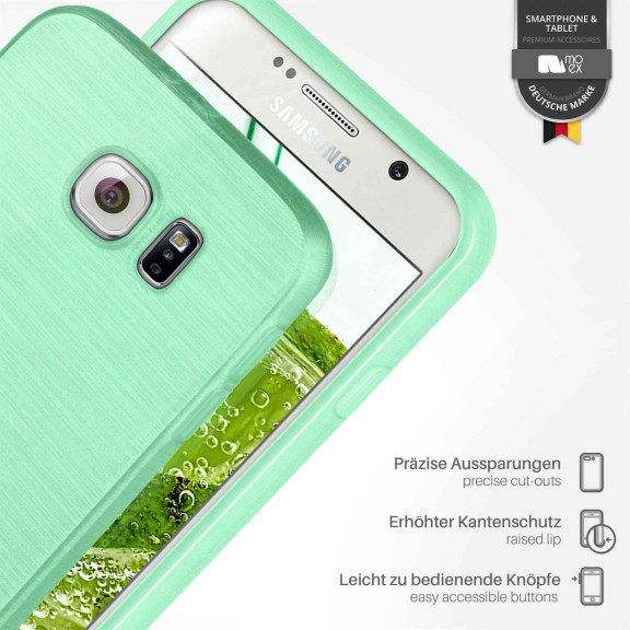moex Brushed Case für Samsung Galaxy S6 – Silikon Handyhülle, Backcover in Aluminium Optik – Weiteres Produktbild 3