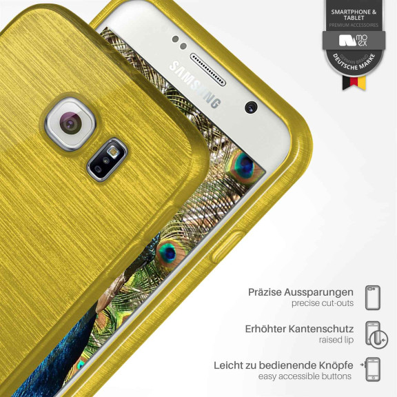 moex Brushed Case für Samsung Galaxy S6 – Silikon Handyhülle, Backcover in Aluminium Optik – Weiteres Produktbild 3