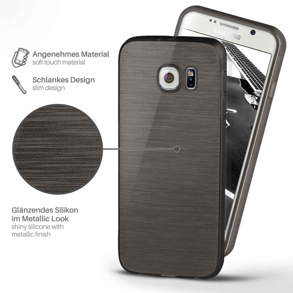 moex Brushed Case für Samsung Galaxy S6 – Silikon Handyhülle, Backcover in Aluminium Optik – Weiteres Produktbild 2 moex Brushed Case für Samsung Galaxy S6 – Silikon Handyhülle, Backcover in Aluminium Optik – Weiteres Produktbild 2