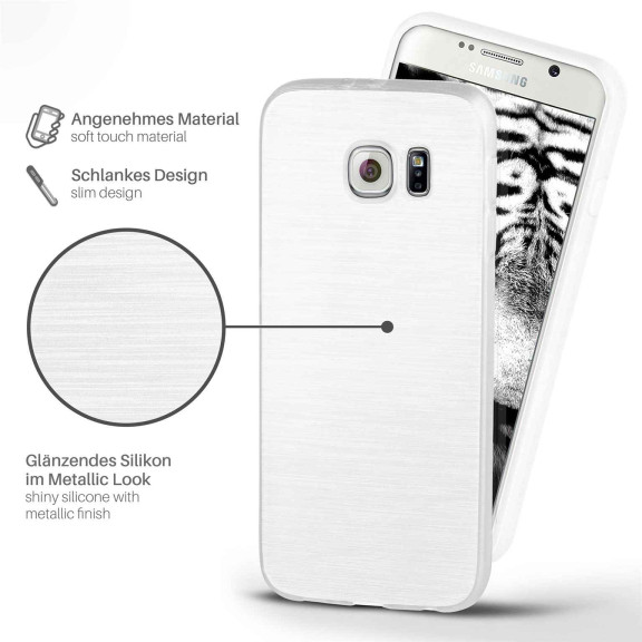 moex Brushed Case für Samsung Galaxy S6 – Silikon Handyhülle, Backcover in Aluminium Optik – Weiteres Produktbild 2 moex Brushed Case für Samsung Galaxy S6 – Silikon Handyhülle, Backcover in Aluminium Optik – Weiteres Produktbild 2
