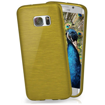 moex moex Brushed Case für Samsung Galaxy S7 Edge – Silikon Handyhülle, Backcover in Aluminium Optik – Palm-Green