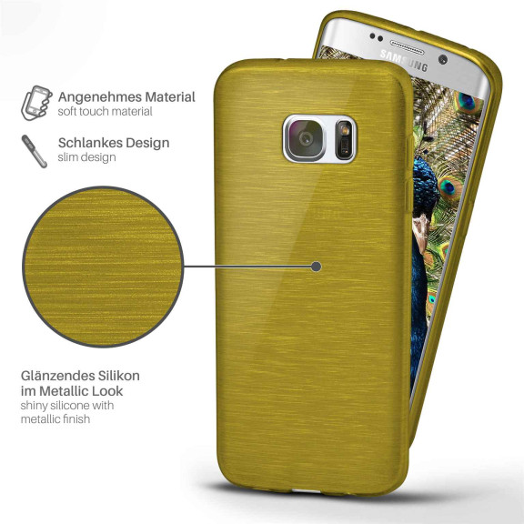 moex Brushed Case für Samsung Galaxy S7 Edge – Silikon Handyhülle, Backcover in Aluminium Optik – Weiteres Produktbild 2