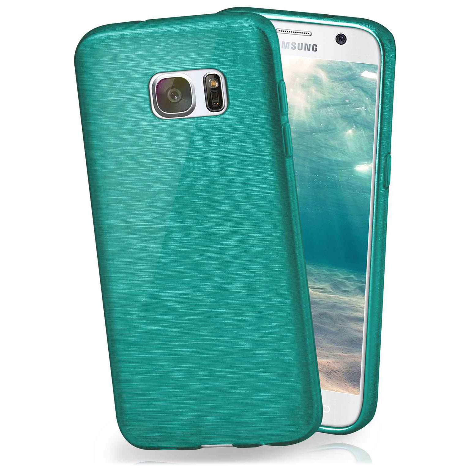 moex Brushed Case für Samsung Galaxy S7 – Silikon Handyhülle, Backcover in Aluminium Optik – undefined