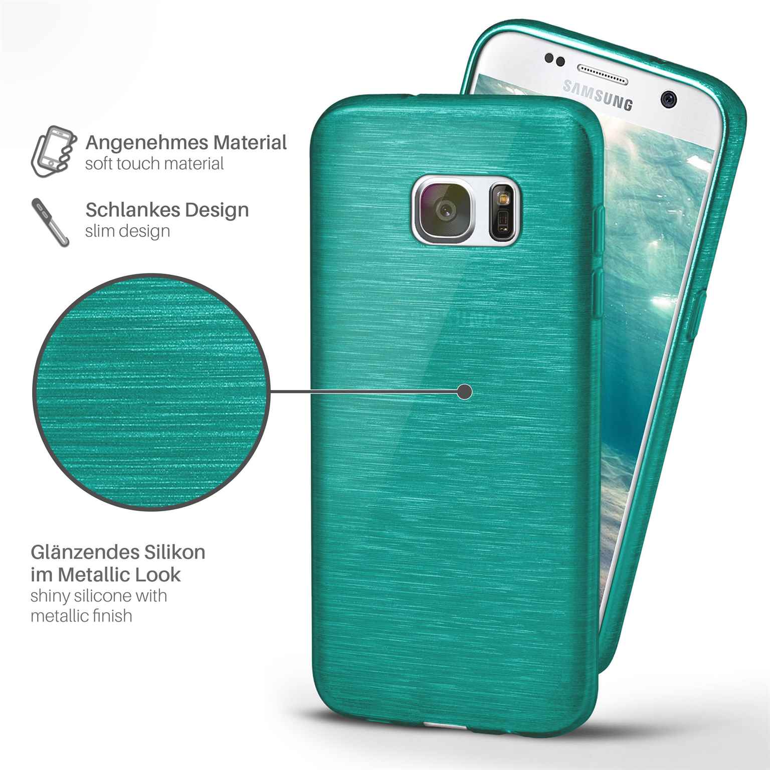moex Brushed Case für Samsung Galaxy S7 – Silikon Handyhülle, Backcover in Aluminium Optik – Weiteres Produktbild 2 moex Brushed Case für Samsung Galaxy S7 – Silikon Handyhülle, Backcover in Aluminium Optik – Weiteres Produktbild 2