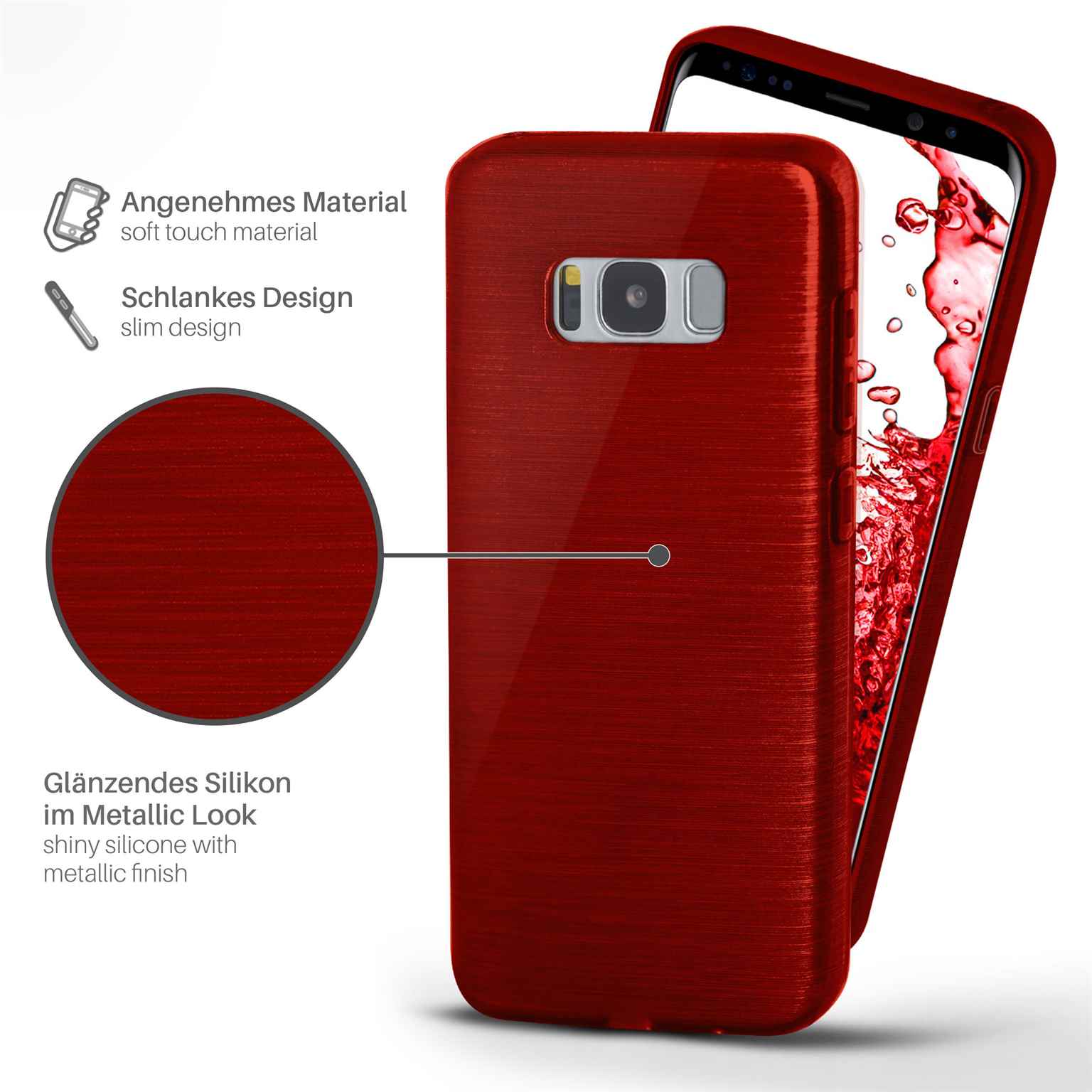 moex Brushed Case für Samsung Galaxy S8 Plus – Silikon Handyhülle, Backcover in Aluminium Optik – Weiteres Produktbild 1