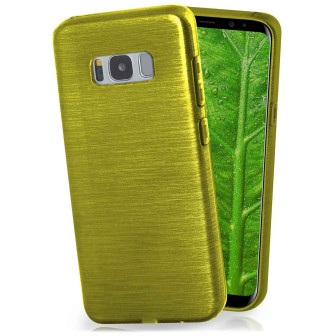 moex moex Brushed Case für Samsung Galaxy S8 Plus – Silikon Handyhülle, Backcover in Aluminium Optik – Lime-Green