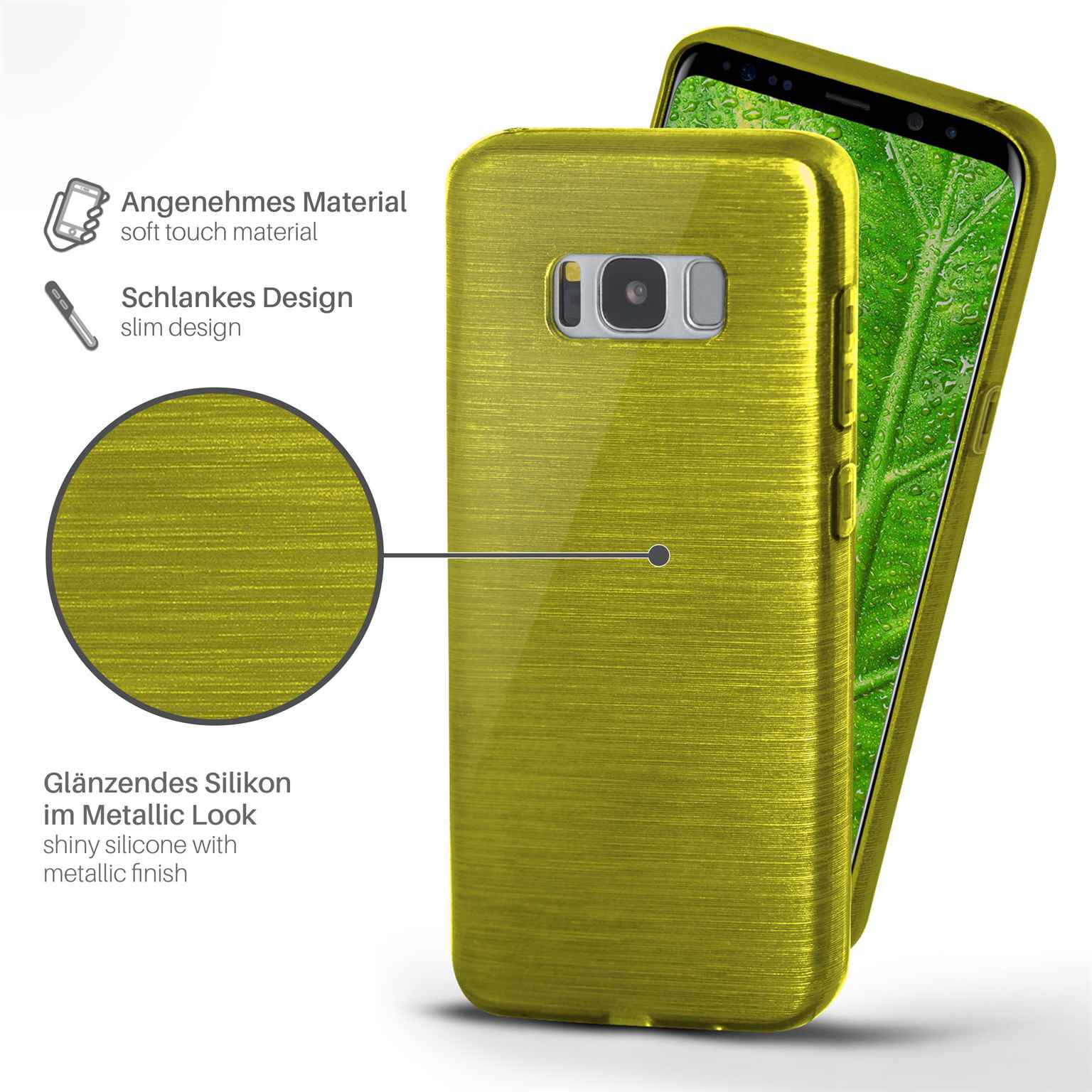 moex Brushed Case für Samsung Galaxy S8 Plus – Silikon Handyhülle, Backcover in Aluminium Optik – Weiteres Produktbild 1