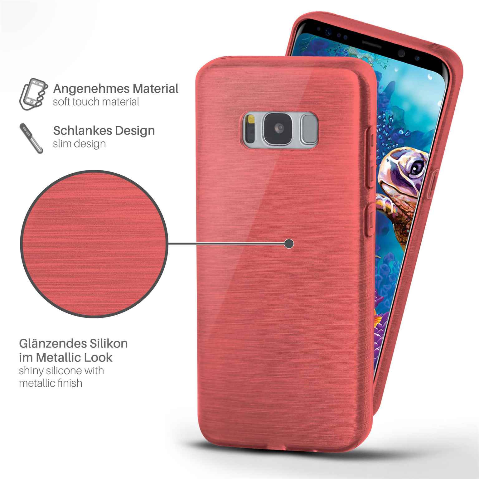 moex Brushed Case für Samsung Galaxy S8 Plus – Silikon Handyhülle, Backcover in Aluminium Optik – Weiteres Produktbild 1