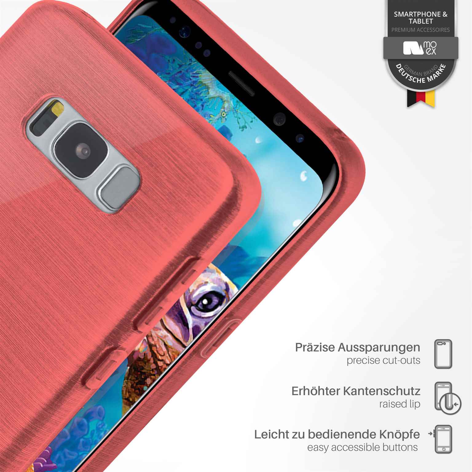 moex Brushed Case für Samsung Galaxy S8 Plus – Silikon Handyhülle, Backcover in Aluminium Optik – Weiteres Produktbild 2