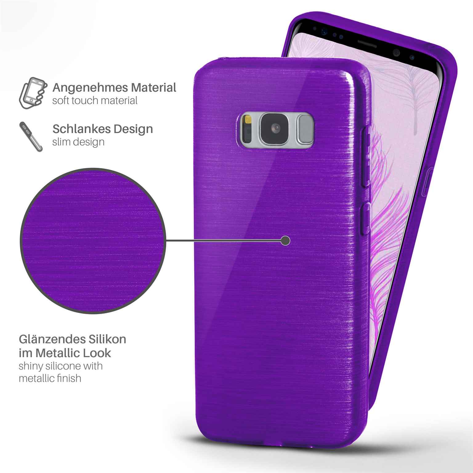 moex Brushed Case für Samsung Galaxy S8 Plus – Silikon Handyhülle, Backcover in Aluminium Optik – Weiteres Produktbild 1