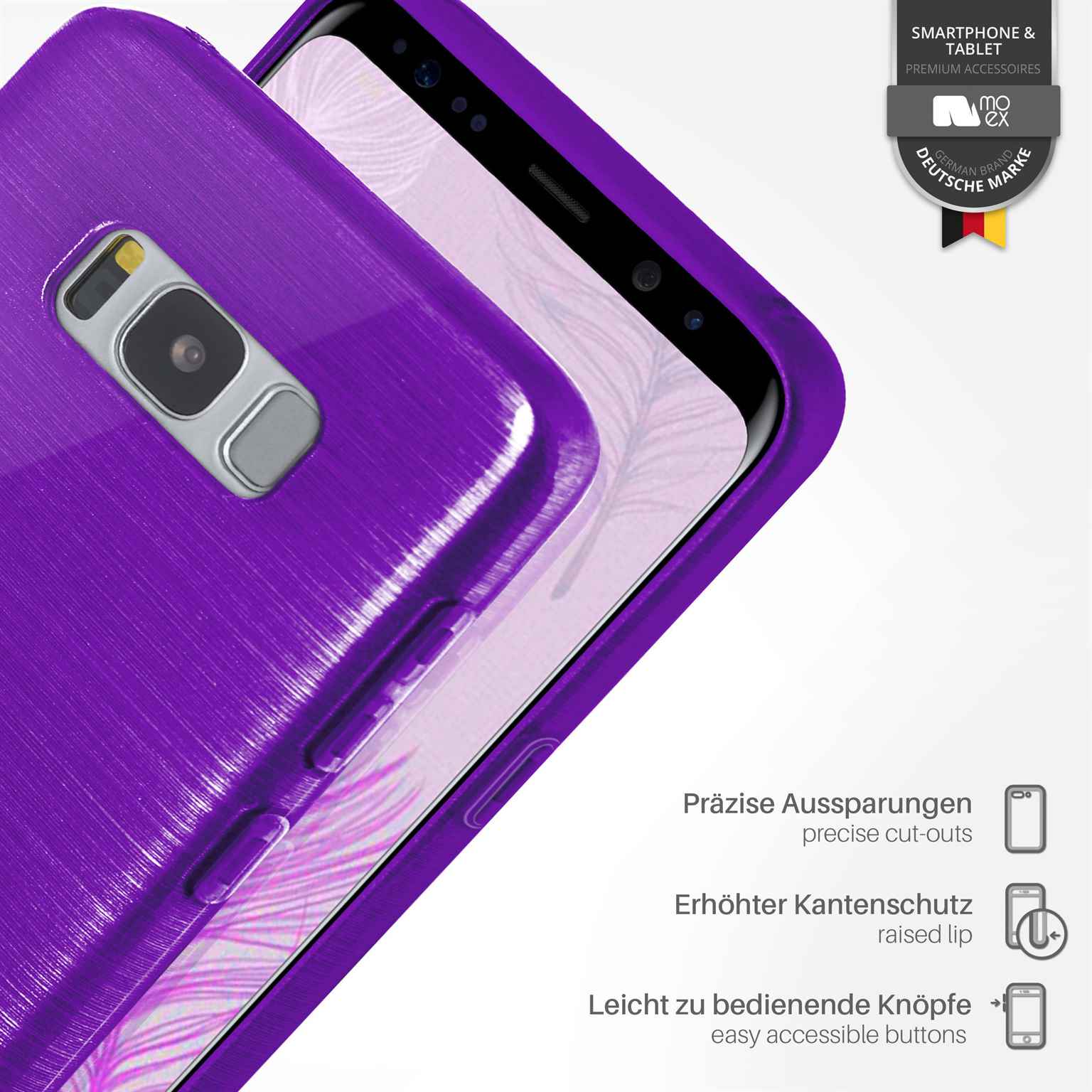 moex Brushed Case für Samsung Galaxy S8 Plus – Silikon Handyhülle, Backcover in Aluminium Optik – Weiteres Produktbild 2