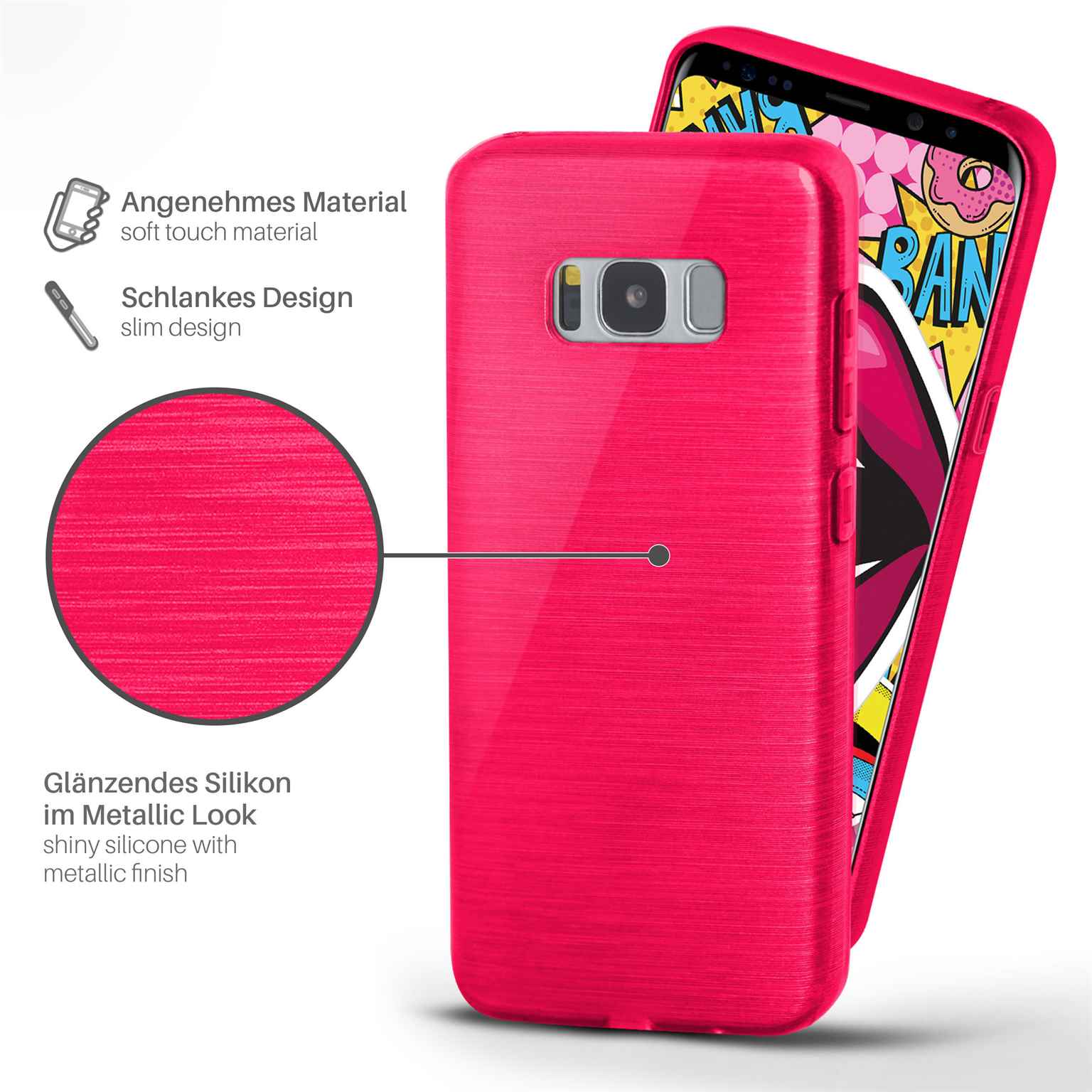 moex Brushed Case für Samsung Galaxy S8 Plus – Silikon Handyhülle, Backcover in Aluminium Optik – Weiteres Produktbild 1