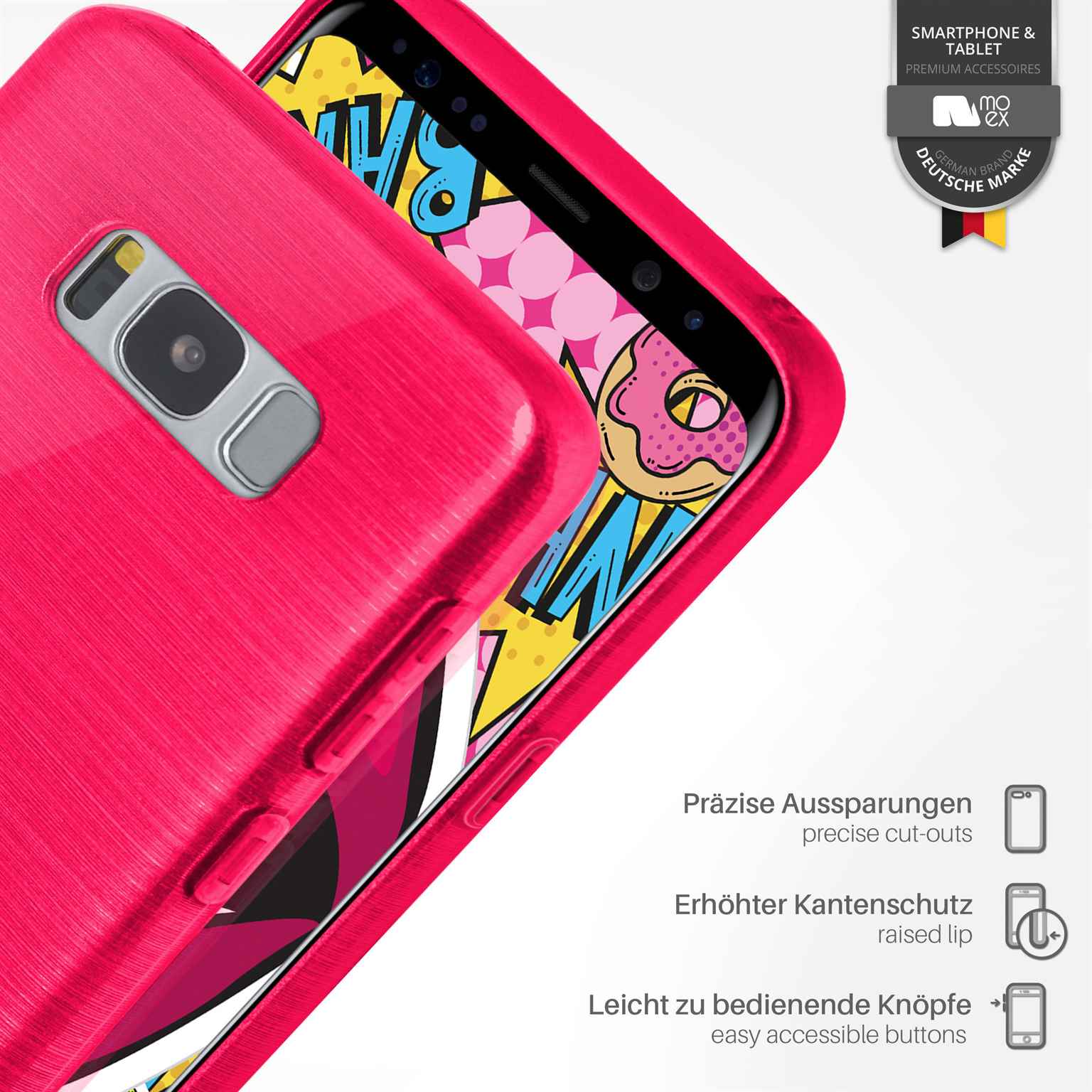 moex Brushed Case für Samsung Galaxy S8 Plus – Silikon Handyhülle, Backcover in Aluminium Optik – Weiteres Produktbild 2